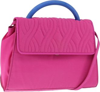 Fendi Top Handle Flap Bag Nylon Pink Nylon Handbag (Pre-Owned)