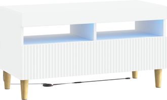 vidaXL Mueble De Tv Led Blanco Madera De Ingenier&iacute;a Vidaxl