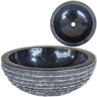 Berkfield Home Basin Marble 40 cm Black