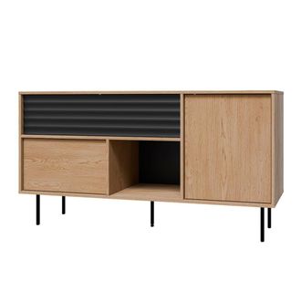 Petits Meubles Buf&eacute; 2 puertas 1 caj&oacute;n paneles laminados madera y negro