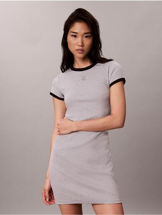 Calvin Klein Jeans Calvin Klein Womens Cotton Contour Rib Monogram Mini Dress - Grey - XL