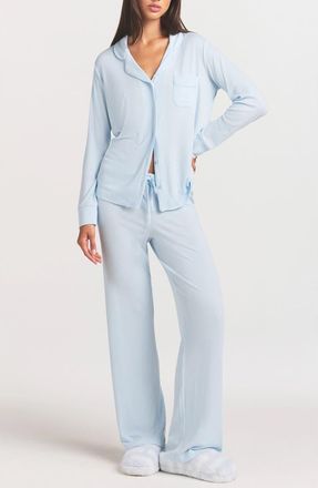 SKIMS Soft Lounge Rib Sleep Set in Baby Blue at Nordstrom, Size X-Small
