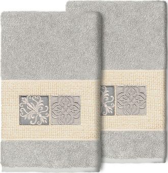 Linum Home Textiles Vivian Embellished Hand Towel - Set of 2 - Light Gray at Nordstrom Rack