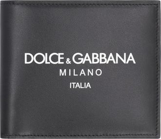 Dolce & Gabbana Mens Wallet Calf Leather Flap-Over Black-White & Cardholders Black/white