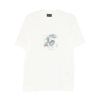 Emporio Armani T-Shirts, male, White, Size: XL Lyocell Cotton T-Shirt