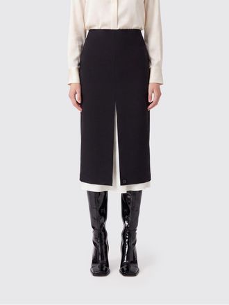 Semicouture Xenia High-Waisted Silk-Blend Midi Pencil Skirt with Slit