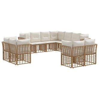 vidaXL Conjunto De Sof&aacute;s De Exterior Natural Y Crema Poli&eacute;ster Vidaxl