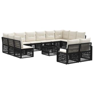 vidaXL Conjunto De Sof&aacute;s De Jard&iacute;n 13 Pcs Negro Rat&aacute;n Sint&eacute;tico Vidaxl