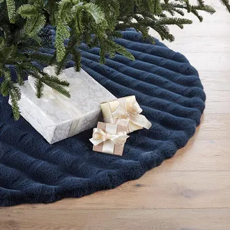 Frontgate Luxury Faux Fur Sculpted Tree Skirt - Olive - Frontgate - Christmas Decorations