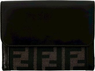 Fendi Black Brown Canvas Leather Wallet (Bi-Fold) (Pre-Owned)