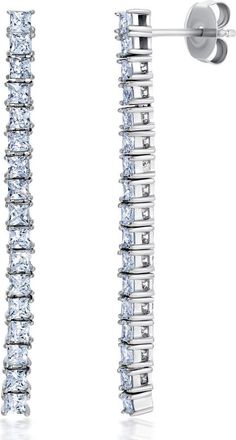 Crislu Cubic Zirconia Linear Drop Earrings in Platinum at Nordstrom