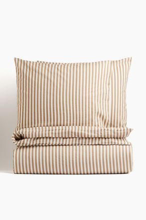 H&M Baumwollbettw&auml;sche f&uuml;r Doppel- und Kingsize-Betten - Mattbraun/Gestreift