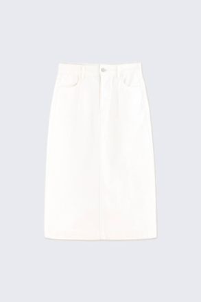 The Tiny Big Sister Womens Midi Denim Skirt In Agnes Off-White
