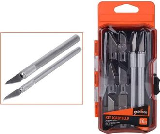 Trade Shop Trade Shop - Kit De 10 Piezas De Bistur&iacute; Cortadores De Precisi&oacute;n Cuchillo Grabado 2 Mangos 92200