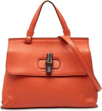 Gucci Pre-owned Handbags, female, Orange, Size: ONE SIZE Pre-owned Leather Top Handle Bag