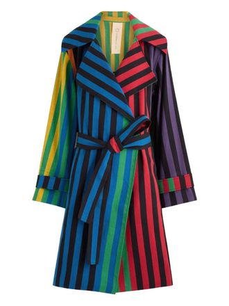 Marrakshi Life striped trench coat - Black
