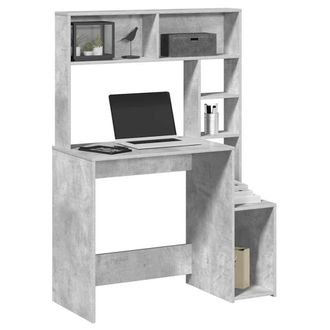Berkfield Home Desk with Shelves Concrete Grey 100x45x140 cm Engineered Wood | Size: 100 x 45 x 140 cm