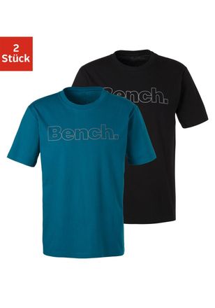 Bench T-Shirt 2 Stk. tlg. Shirt mit Logoprint, Basicshirt mit Rundhals aus reiner Baumwolle