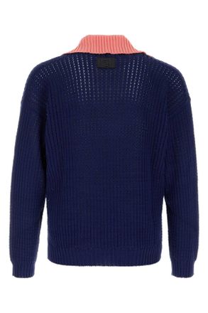 Fendi Mens Navy Blue Cotton Polo Shirt Blu Ink+peonia Exterior
