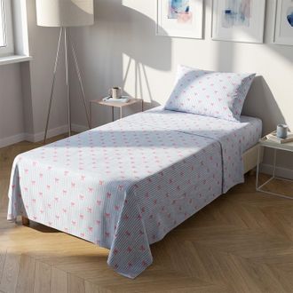 KASANOVA Completo letto singolo righe fiocchi azzurro