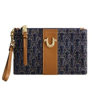 True Religion Quilted Horseshoe Wristlet Pouch in Dark Denim at Nordstrom
