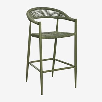 Sklum Pack De 4 Taburetes Altos De Jard&iacute;n 75 Cm En Aluminio Y Rat&aacute;n Sint&eacute;tico Amatria Sklum