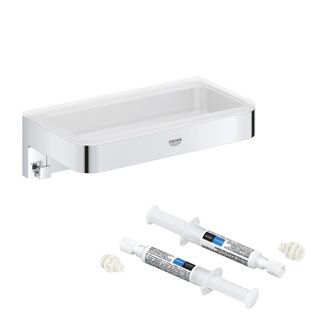 GROHE Estante Rectangular Grohe Start Cube Supersteel + Grohe Quickglue A2 Para Acceso Con Dos Placas De Fijaci&oacute;n