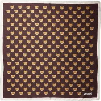 Moschino Silk Scarf With Distinctive Teddy Bear Motif