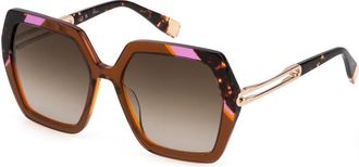 Furla SFU684 06X5 Womens Sunglasses Brown Size 56