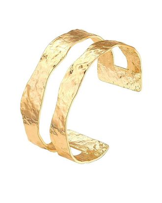 Liv Oliver 18K Double Hammered Bangle Bracelet