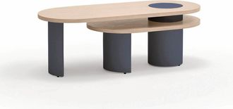 Teulat Mesa de centro natural claro y patas azul oscuro