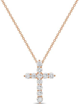 Diana M. Jewels 14kt Rose Gold 6.00 cts Lab Grown Round Diamond Cross Pendant