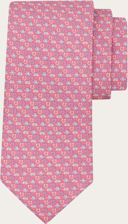 Ferragamo Men Frog print silk tie Pink