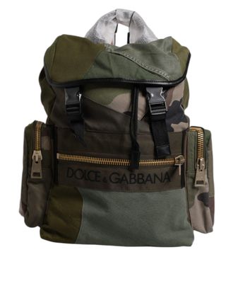 Dolce & Gabbana Militaire Groene Patchwork Reistas Rugzak