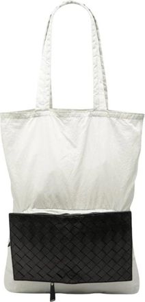 Bottega Veneta Pre-owned Tote Bags, female, White, Size: ONE SIZE Pre-owned Woven Leather Detail Tote