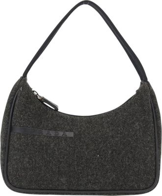 Prada Re-Edition 2000 Hobo Wool Gray Wool Handbag (Pre-Owned)