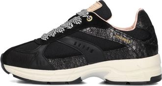Shabbies Amsterdam Stijlvolle Celia Race Sneakers - Dames - Sneakers - Zwart - 37 EU - Leer - Schoenen