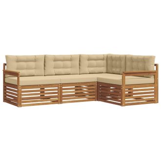 vidaXL Conjunto De Sof&aacute;s De Exterior Con Coj&iacute;n 4 Pcs Natural Y Beige Vidaxl