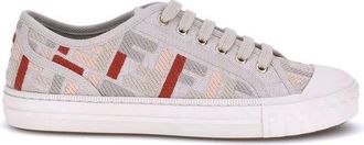 Fendi Schoenen, Dames, Veelkleurig, 39 EU, Katoen, Kleurrijke Jacquard Print Sneakers