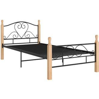 vidaXL Bed Frame without Mattress Black Metal 100x200 cm Vidaxl