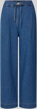 Christian Berg Wide Leg Jeans aus Leinen-Baumwoll-Mix mit Bindeg&uuml;rtel in Jeansblau Melange, Gr&ouml;&szlig;e 34
