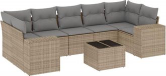 vidaXL Vidaxl - Juego De Sof&aacute;s De Jard&iacute;n Con Cojines Beige 8 Pzas Rat&aacute;n Pe