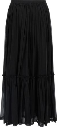 Saint Laurent Pleated Silk Skirt - Black