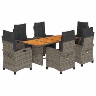 vidaXL Set Comedor Jard&iacute;n 9 Pzas Y Cojines Rat&aacute;n Sint&eacute;tico Gris Vidaxl