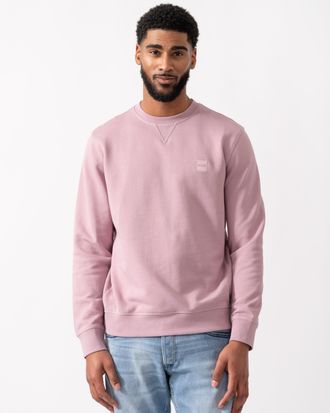 Boss Orange by Hugo Boss Mens Westart Crew Neck Sweatshirt in Light Pink Cotton - Size X-Large