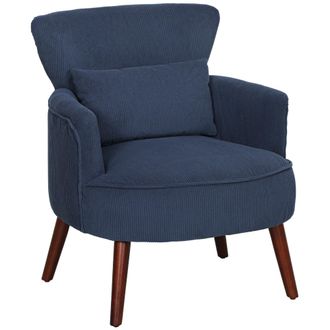 HOMCOM Armchair with Padded Seat and Backrest for Living Room - Blue | TJ Hughes