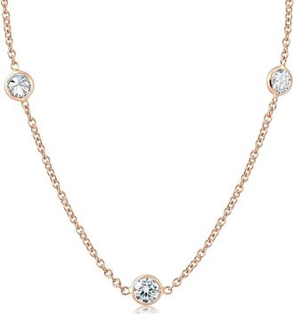 Pompeii3 2 Ct Diamonds By The Yard Necklace 14K Rose Gold Lab Grown Diamond