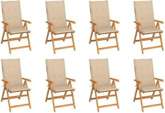 vidaXL Vidaxl - Sillas De Jard&iacute;n Reclinables Con Cojines 8 Uds Teca Maciza