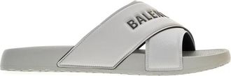 Balenciaga Sporty Pool Embossed Slides - Heren - Sandalen - Grijs - 42 EU - Schoenen