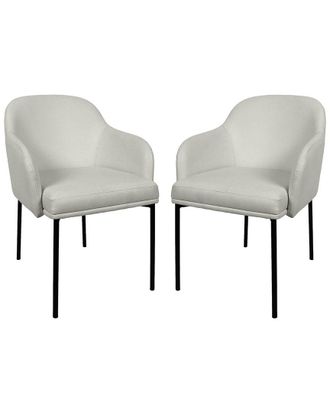 Manhattan Comfort Set Of 2 Loft Metal Vegan Leather Armchairs